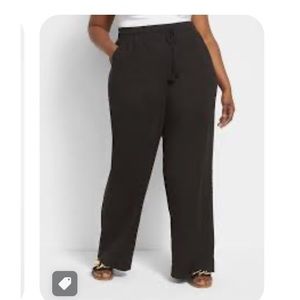 Lane Bryant Black Drawstring Linen Flowing Pants 18/20